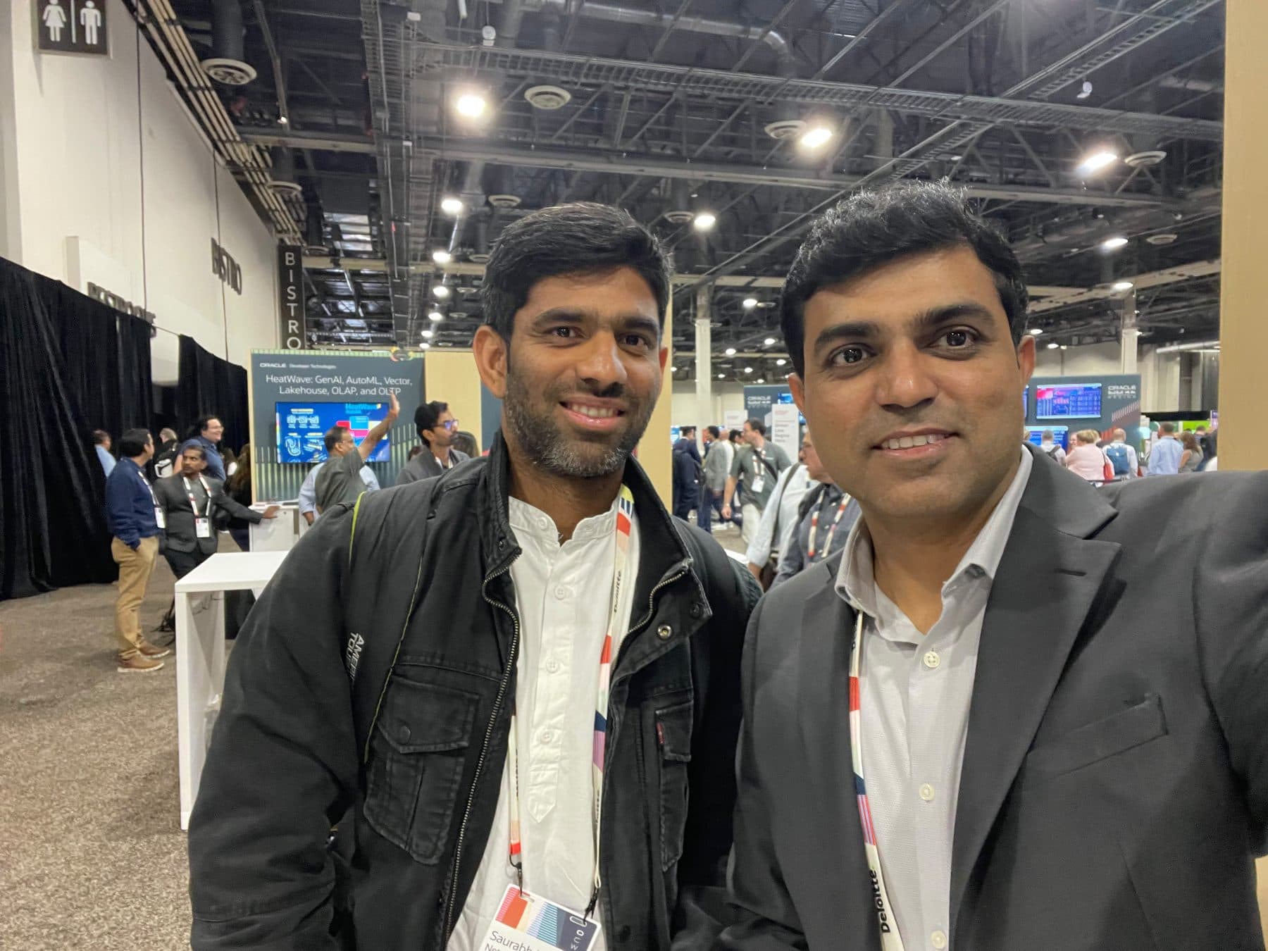Baig Mohammed with USA cricketer Saurabh Netravalkar at Oracle CloudWorld